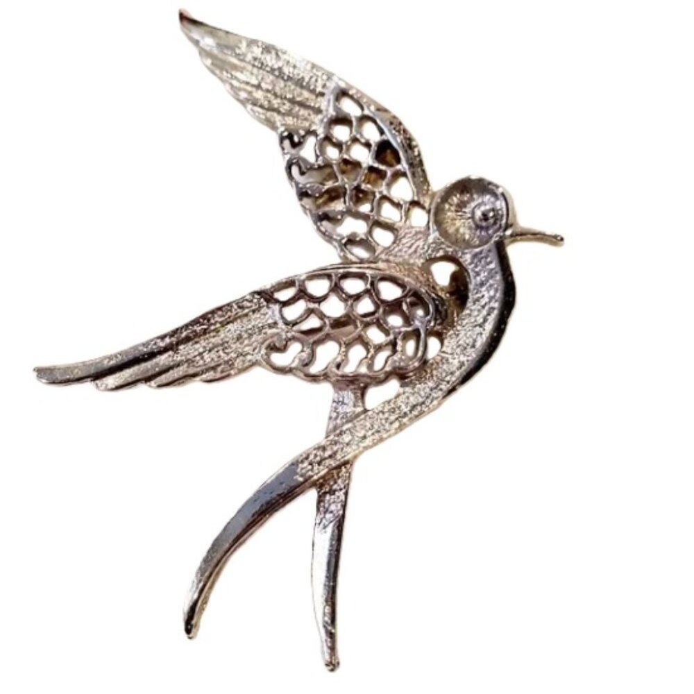 Vintage Silver Filagree Brooch  SARAH COVENTRY Waling Bird Canada Mid Size